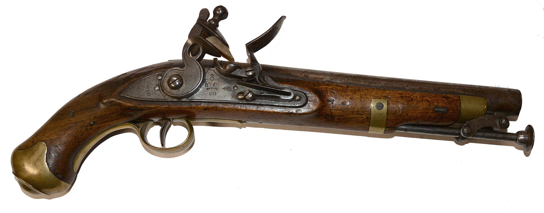 NAPOLEONIC WARS / WAR OF 1812 FLINTLOCK BRITISH NEW LAND PATTERN LIGHT DRAGOON PISTOL CA. 1810 WITH UNIT MARKINGS