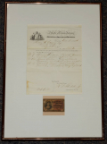 FRAMED 1864 NEW JERSEY ADJUTANT GENERAL’S DOCUMENT WITH PIECE OF FRACTIONAL CURRENCY 