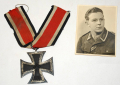 GERMAN WORLD WAR TWO IRON CROSS 2ND CLASS WITH RIBBON AND PHOTOGRAPH OF SOLDIER