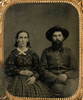 SIXTH PLATE TINTYPE OF AN UNIDENTIFIED YANKEE SOLDIER & A WOMAN 