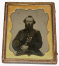 HALF-PLATE TINTYPE OF SEATED UNION ARTILLERY CAPTAIN
