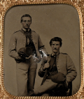 SIXTH PLATE TINTYPE OF TWO COMRADES IN THE VETERAN RESERVE CORPS (?)