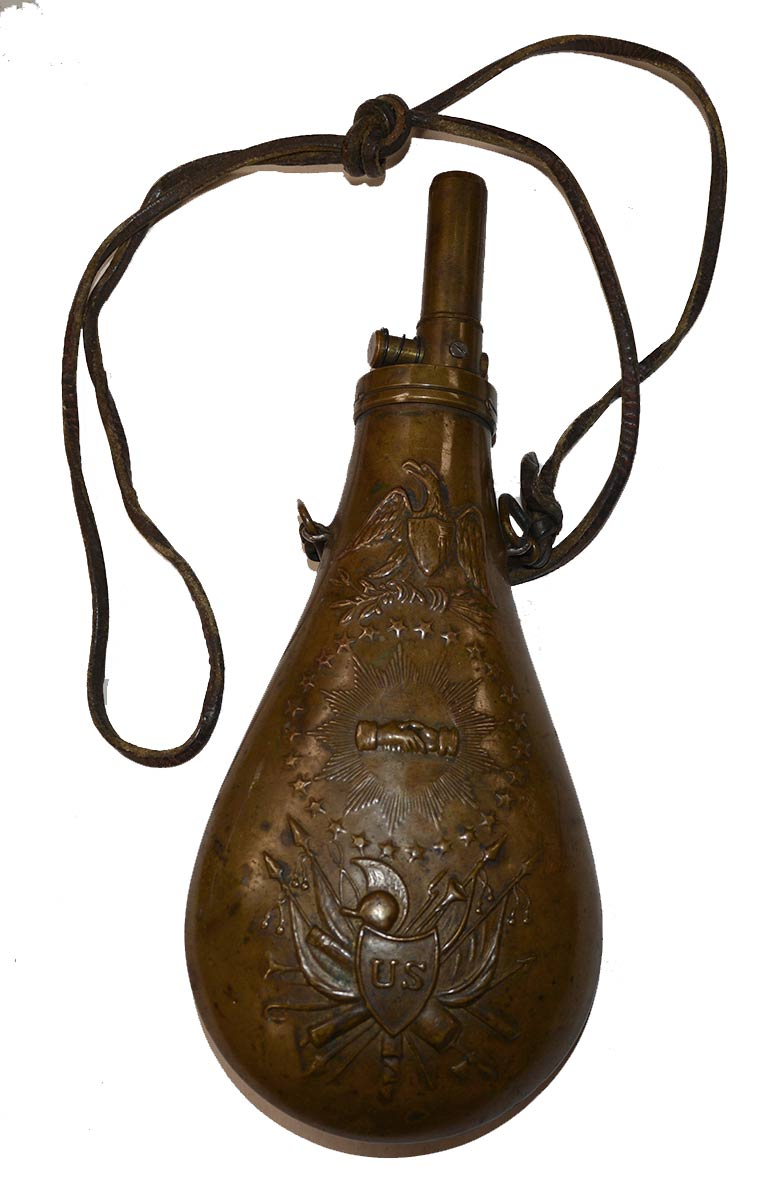 UNDATED & UNMARKED “PEACE” POWDER FLASK — Horse Soldier