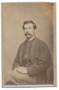 THREE-QUARTER SEATED CDV OF 12TH NEW HAMPSHIRE LIEUTENANT WITH ARMY CORPS BACK MARK