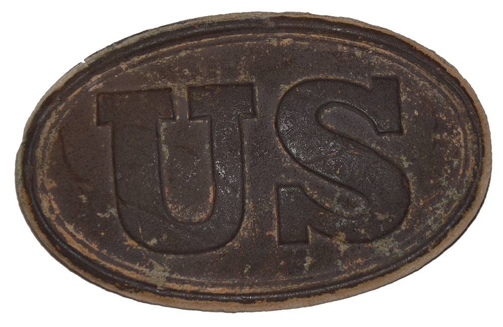 VERY NICE US PATTERN 1839 OVAL CARTRIDGE BOX PLATE DUG BY THE LATE DEAN THOMAS AT GETTYSBURG