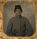 SIXTH-PLATE TINTYPE OF CONFEDERATE SOLDIER WITH KNIFE