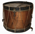 CIVIL WAR SNARE DRUM WITH MAPLE WOOD BODY AND GOLD STAR DECORATED HOOPS