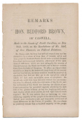 PAMPHLET ON SPEECH OF NORTH CAROLINA STATE SENATOR - DECEMBER 19, 1860