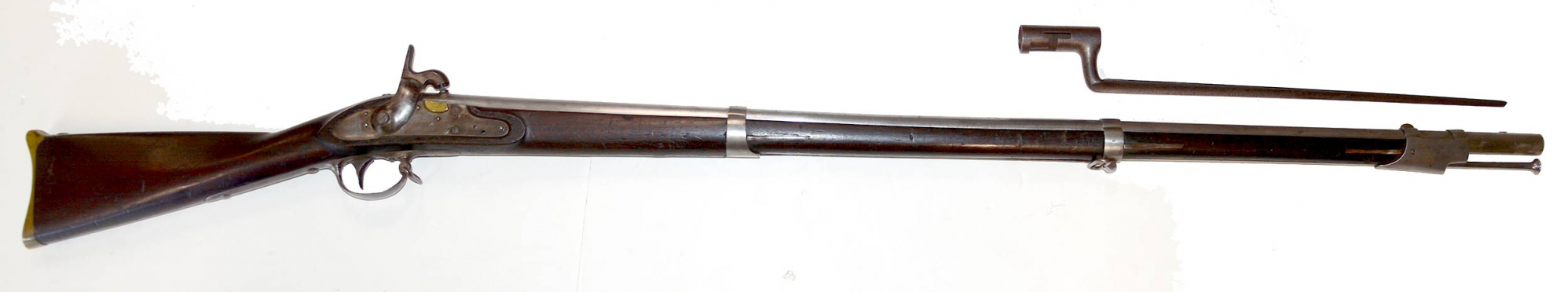 WATERS MODEL 1816 TYPE III MUSKET CONVERTED TO PERCUSSION WITH HEAVY BRASS BUTTPLATE AND BAYONET