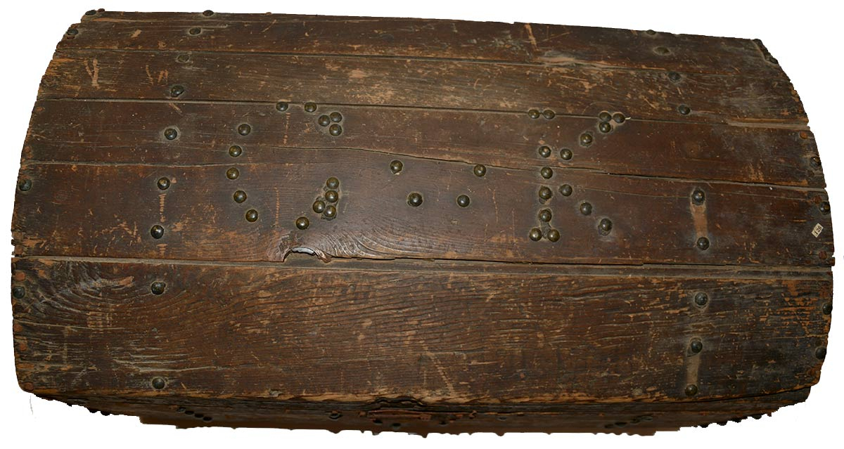 DOMED LID WOODEN TRUNK ONCE OWNED BY J. HOWARD WERT
