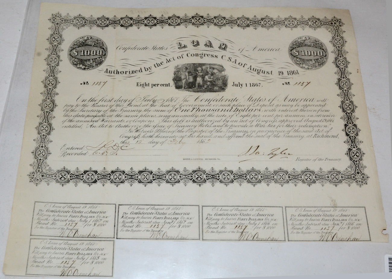 CONFEDERATE STATES OF AMERICA $1,000 BOND