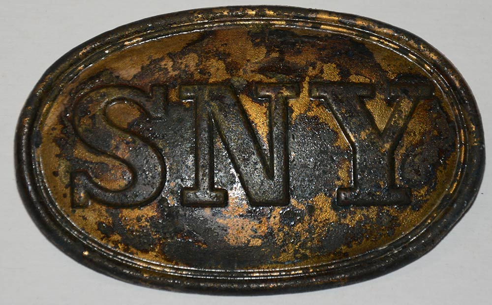 DUG STATE OF NEW YORK CARTRIDGE BOX PLATE FROM CHATTANOOGA