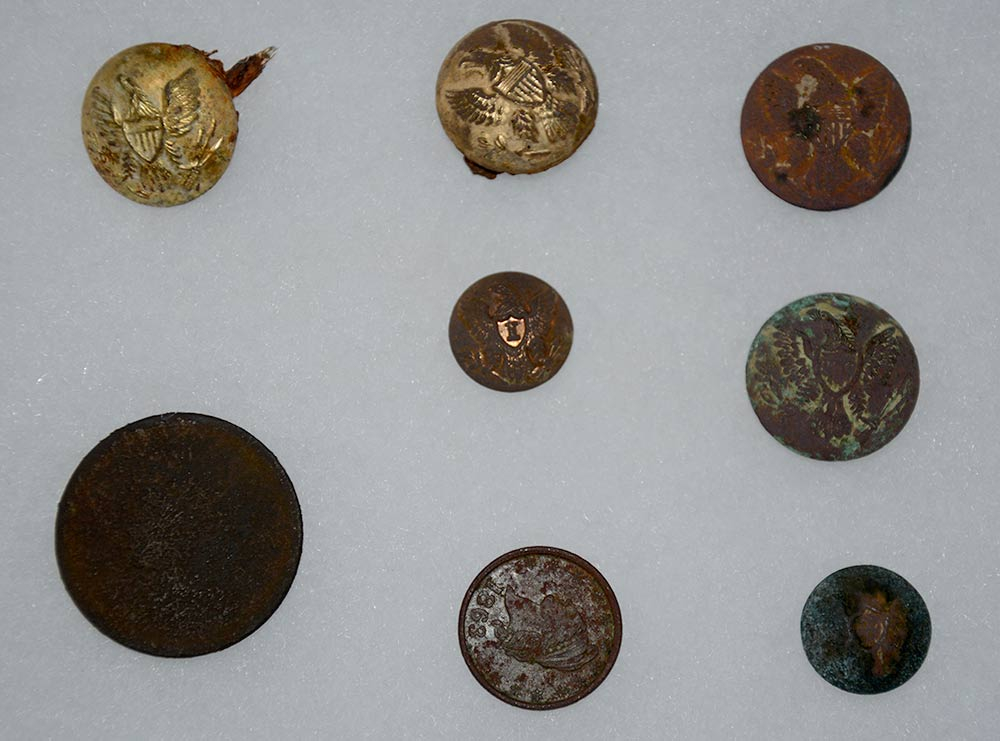 RELICS FROM MINERAL SPRINGS ROAD, CHANCELLORSVILLE –BUTTONS, COINS