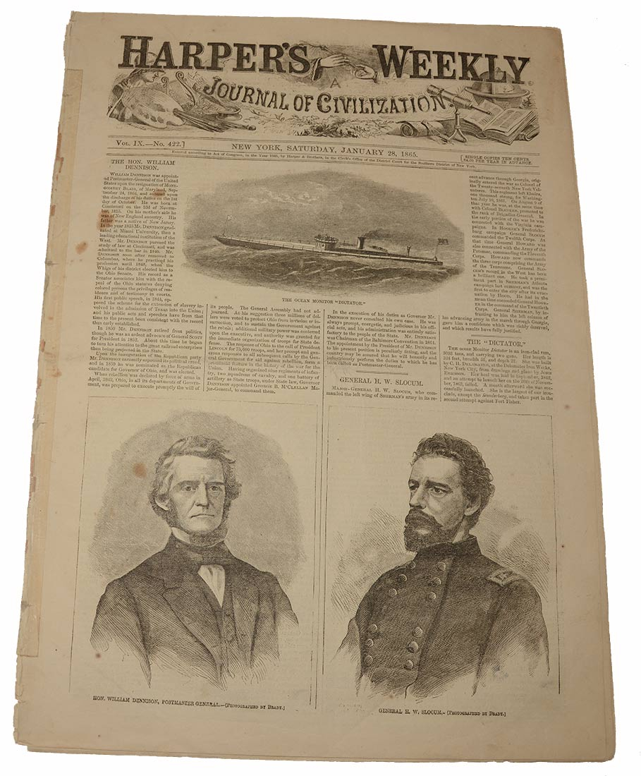 HARPER’S WEEKLY, NEW YORK, JANUARY 28, 1865 – SHERMAN/SAVANNAH