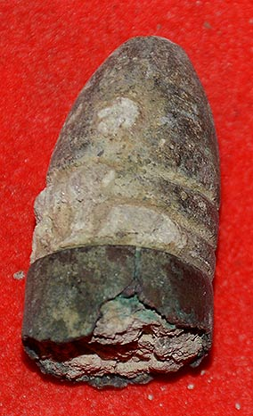 SPENCER BULLET WITH REMAINS OF CASE - JOHNS FARM, GETTYSBURG/ROSENSTEEL COLLECTION