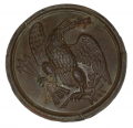 SMITH MARKED ROUND EAGLE CARTRIDGE BOX SHOULDER BELT PLATE FROM MYERS HILL, SPOTSYLVANIA, EX-KERKSIS
