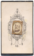 MEMORIAL LITHOGRAPH GEM SIZED CDV OF ROBERT E. LEE MOUNTED ON A CDV CARD – LEESBURG PHOTOGRAPHER