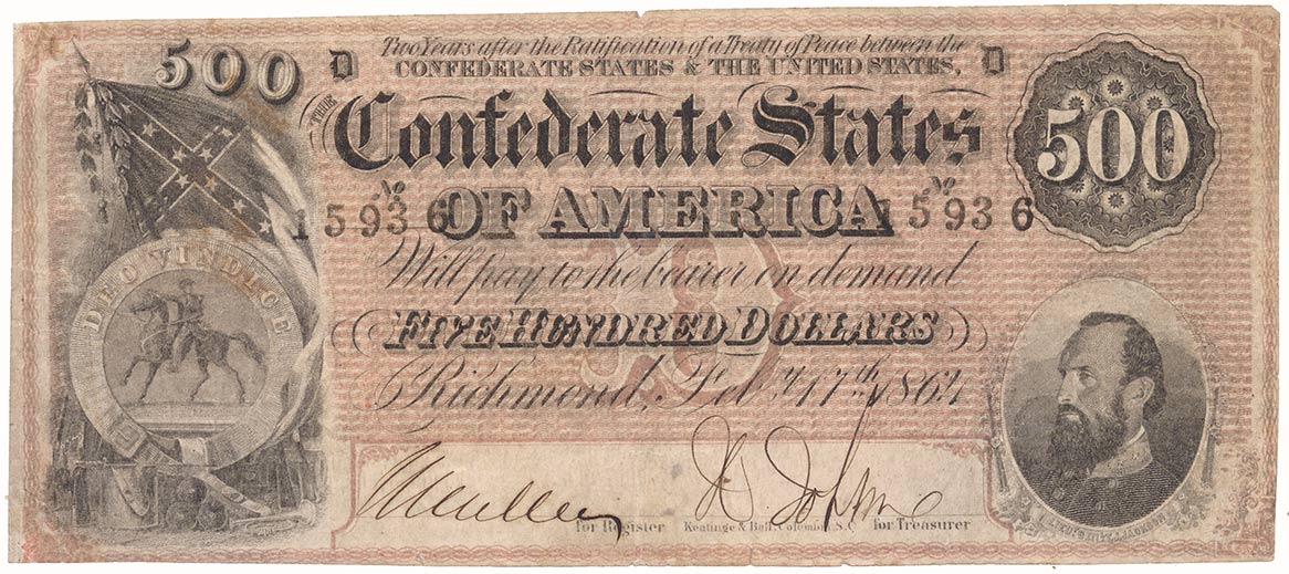 $500 NOTE OF THE CONFEDERATE STATES OF AMERICA 