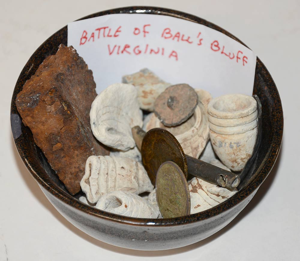 SMALL BOWL OF RELICS FROM BALL’S BLUFF RECOVERED BY DEAN THOMAS