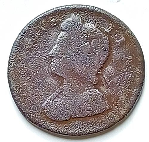 1730 GEORGE II HALF PENNY FROM LENT’S COVE, VERPLANCK, NEW YORK