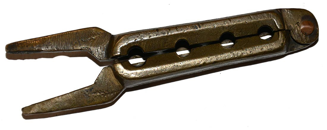 REVOLUTIONARY WAR BRASS FOUR-CAVITY MUSKET BALL MOLD BY N. MILLER