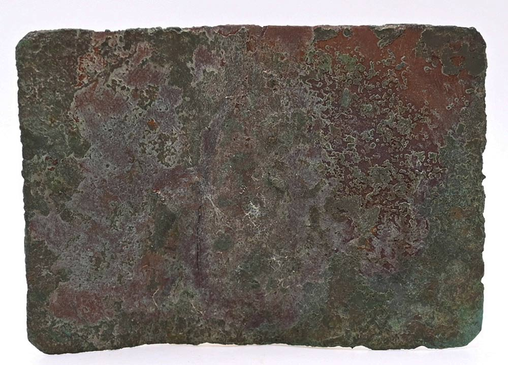 EXCAVATED EARLY WAR CONFEDERATE SHEET BRASS CLIPPED-CORNER RECTANGULAR BELT PLATE