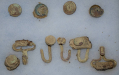 CONFEDERATE “C” BUTTONS AND KNAPSACK HOOKS FROM TEMPORARY GRAVE AT COLD HARBOR