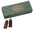 NICE HOULLIER & BLANCHARD PINFIRE CARTRIDGE BOX WITH TWO CARTRIDGES