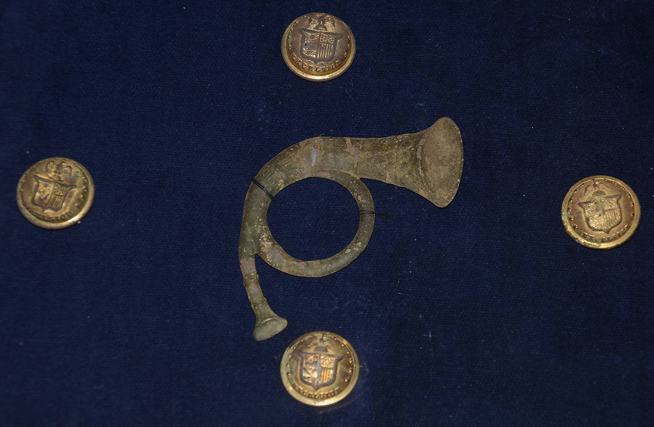 FRAMED RELICS DUG FROM THE CAMP OF THE 71ST NEW YORK INFANTRY AT