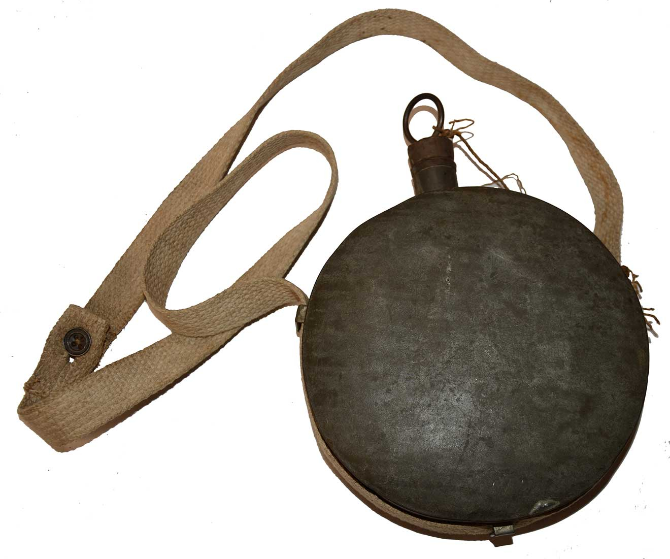 INSCRIBED CS TIN DRUM CANTEEN CARRIED BY JOHN RODES, 62nd VIRGINIA MOUNTED INFANTRY