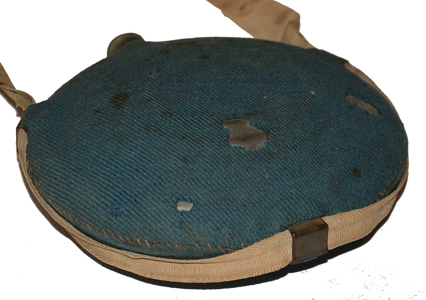 thumbnail image 2 of US Union Army Civil War Canteen Replica - Sky Blue Wool Cover With Canvas Strap 2 of 10