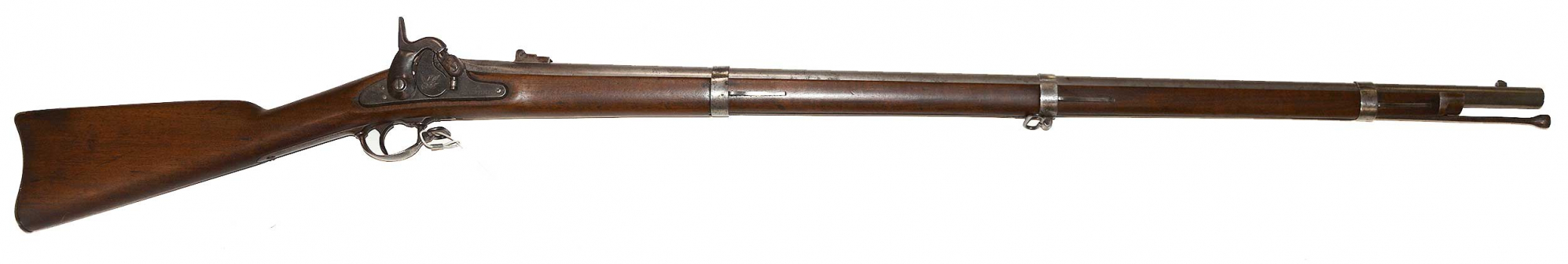 SPRINGFIELD MODEL 1855 US PERCUSSION RIFLE-MUSKET DATED 1858 WITH IRON NOSE CAP AND NO PATCH BOX