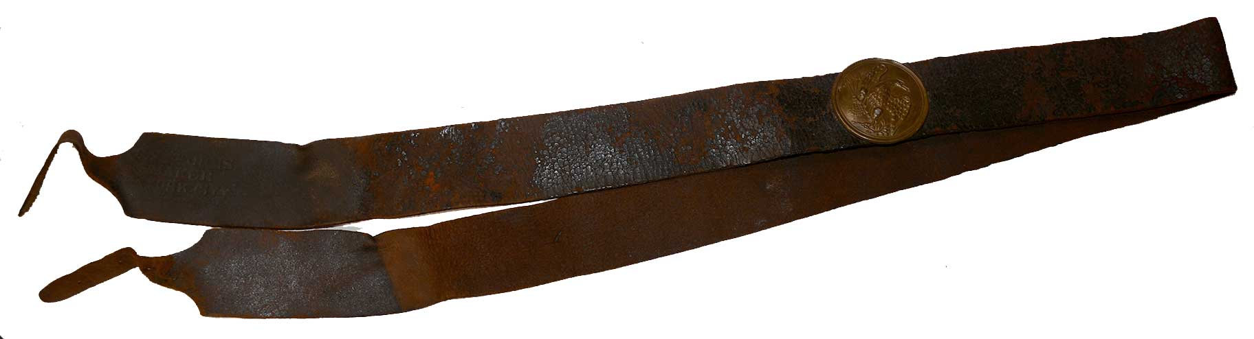 US CIVIL WAR MAKER MARKED CARTRIDGE BOX SLING WITH PLATE