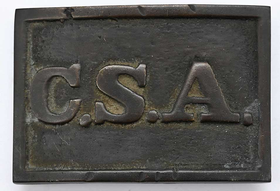 RECTANGULAR CSA BELT PLATE FROM THE BATTLEFIELD OF KERNSTOWN, VA 
