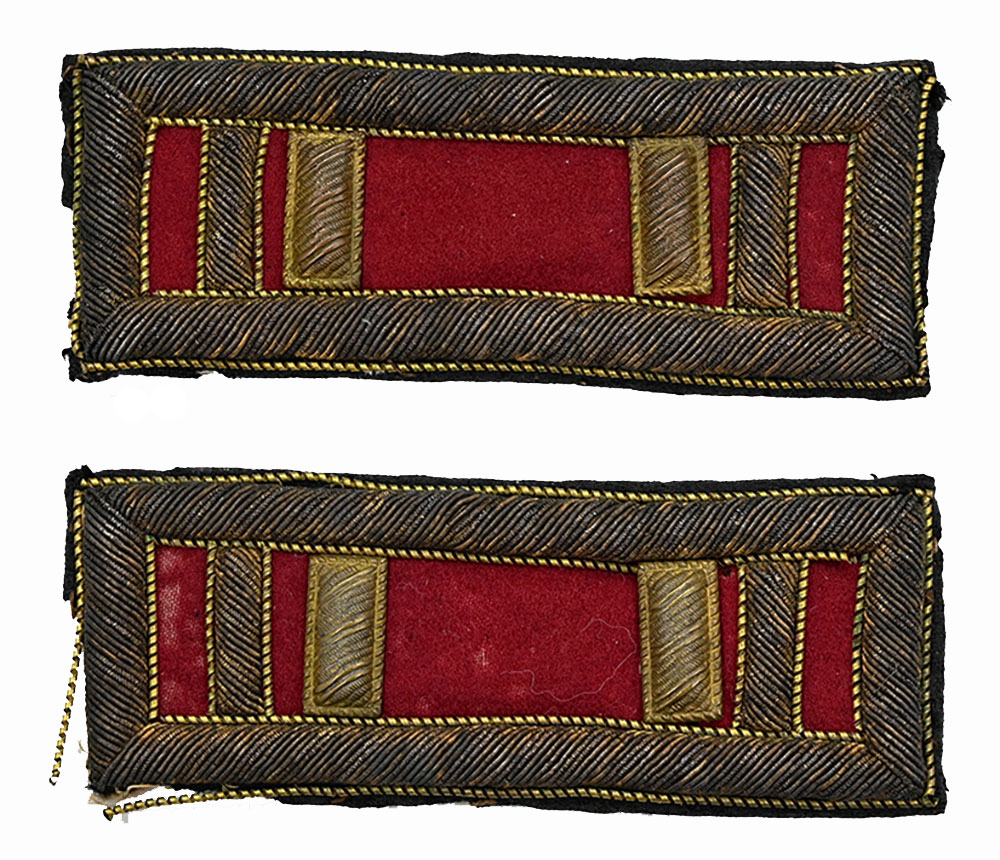 CIVIL WAR ARTILLERY CAPTAINS STRAPS INDICATING A PROMOTION RECEIVED IN THE FIELD 