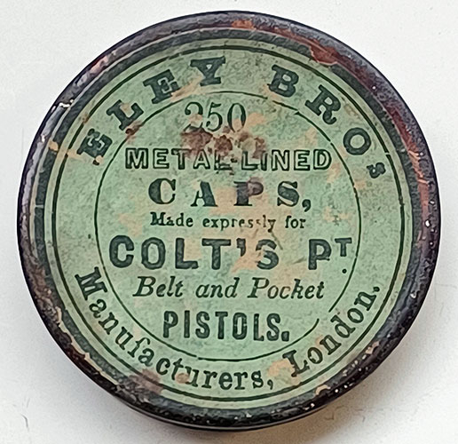 ELEY BROTHERS PERCUSSION CAP TIN FOR COLT BELT AND POCKET PISTOLS