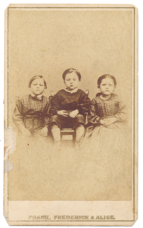 CDV OF THE HUMISTON CHILDREN WHO’S FATHER WAS KILLED AT GETTYSBURG