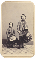 WONDERFUL CDV OF TWO YOUNG DRUMMERS FROM BOSTON