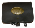 U.S. PATTERN 1861 INFANTRY CARTRIDGE BOX MARKED “WATERTOWN ARSENAL 1864” WITH BRASS PLATE AND TINS