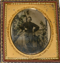 TINTYPE OF UNION CORPORAL POSED IN FRONT OF TENT