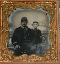 SIXTH-PLATE RUBY AMBROTYPE OF A VETERAN UNION SOLDIER & SON