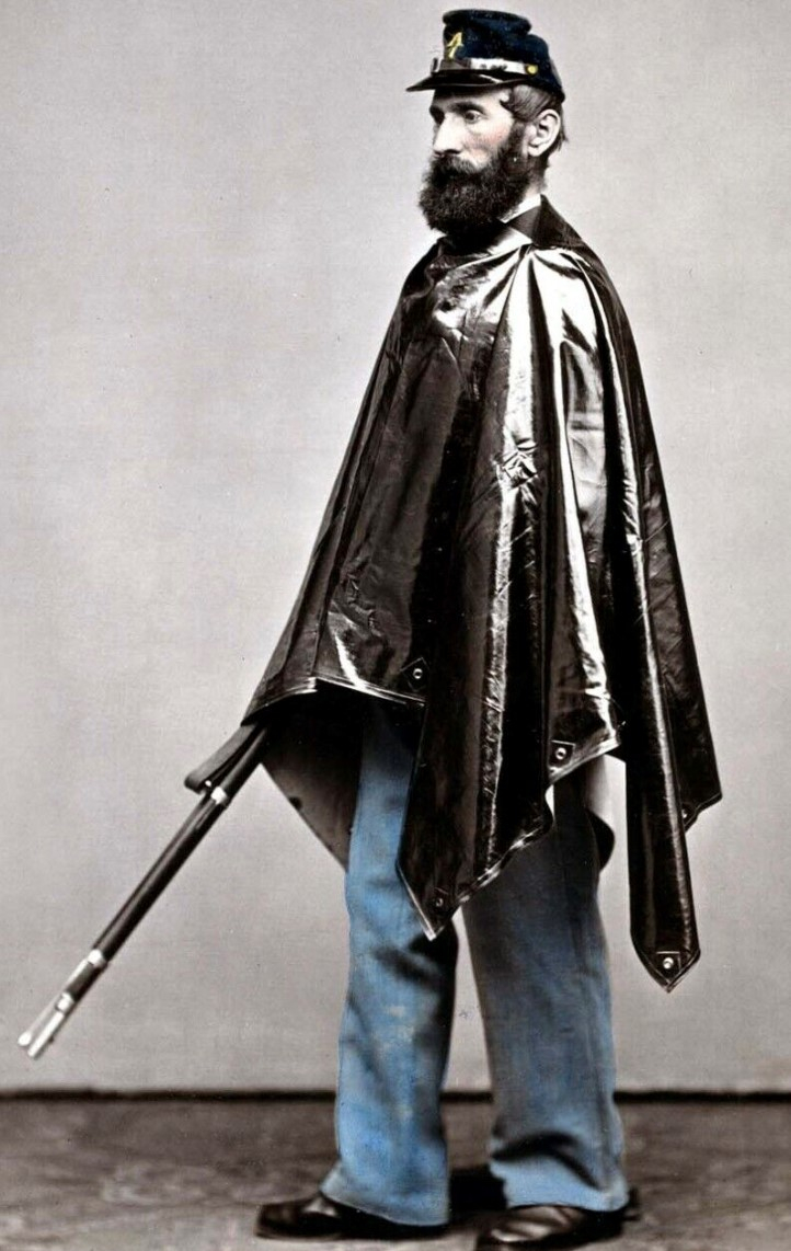 SCARCE CIVIL WAR PONCHO OR “GUM BLANKET” FRAGMENT — Horse Soldier