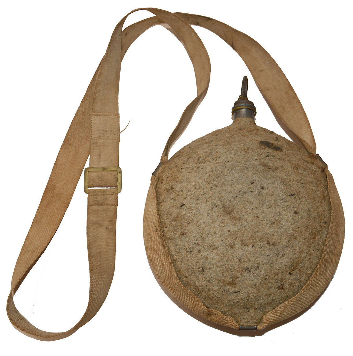 CIVIL WAR BULLSEYE CANTEEN ALTERED FOR INDIAN OR SPANISH-AMERICAN WAR USE