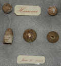 CASE OF RELICS FROM HANOVER, PENNSYLVANIA
