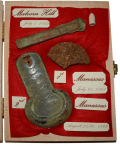 ATTRACTIVE WOOD CASE WITH RELICS FROM MALVERN HILL AND MANASSAS