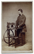 OCCUPATION CDV OF A MAN WORKING AT A PRESS