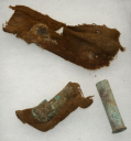 .45-70 SHELL CASING AND CLOTH FRAGMENTS FROM AN INDIAN WAR FRONTIER FORT 