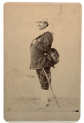 CABINET CARD PHOTO OF US NAVY SPANISH AMERICAN WAR OFFICER ATTIRED FOR CAMPAIGN SERVICE ON LAND- WILLIAM H. SCHUETZE- HE OPENED THE BATTLE OF SANTIAGO