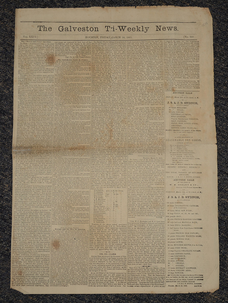 THE GALVESTON TRI-WEEKLY NEWS - [HOUSTON] MARCH 24, 1865