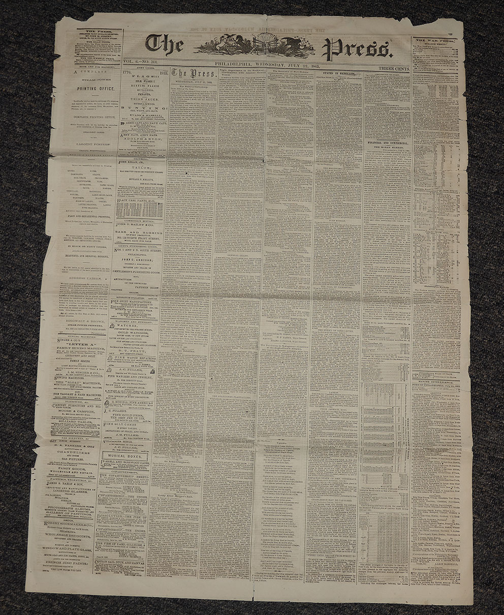THE PRESS—PHILADELPHIA, JULY 22, 1863. [GETTYSBURG CONTENT) 